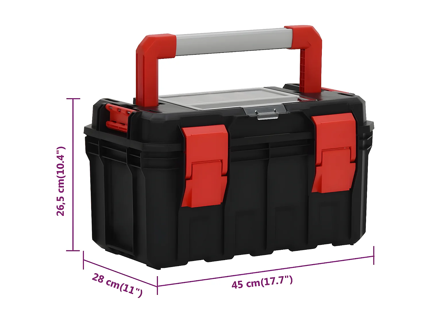 Prolenta Premium -  Cassetta degli Attrezzi Nera e Rossa 45x28x26,5 cm