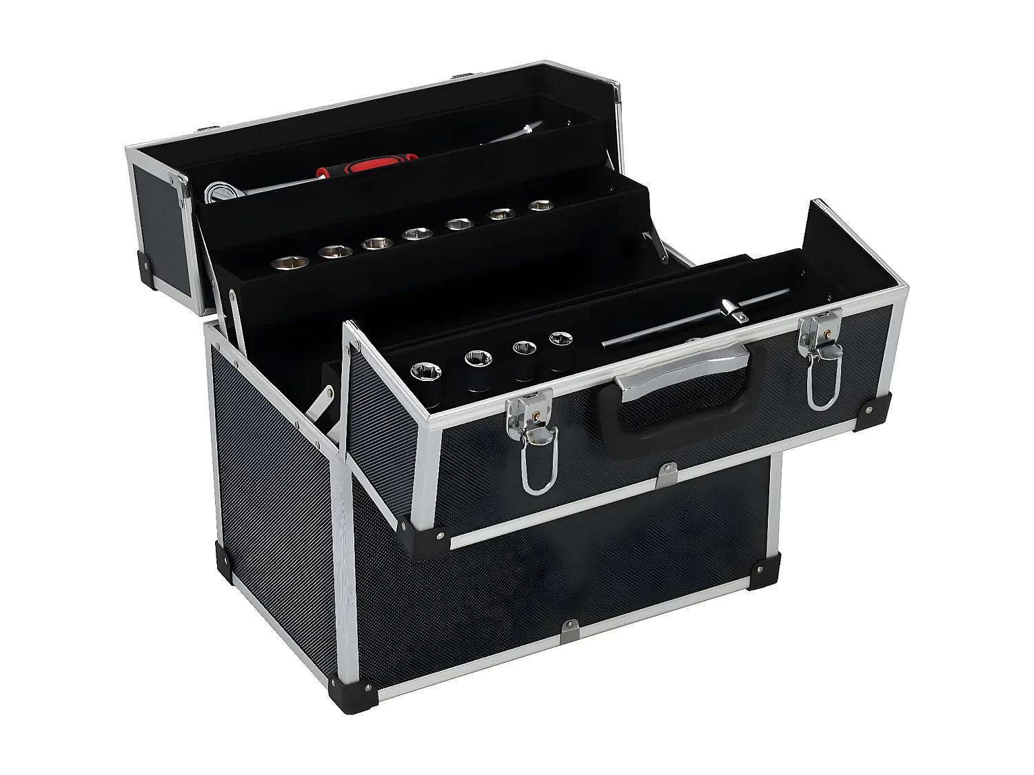 Maison Exclusive Caja de herramientas aluminio negro 38x22,5x34 cm