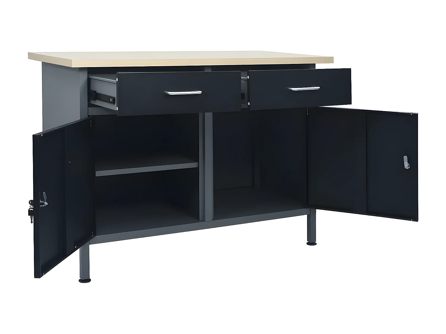 Prolenta Premium -  Banco da Lavoro Nero 120x60x85 cm in Acciaio
