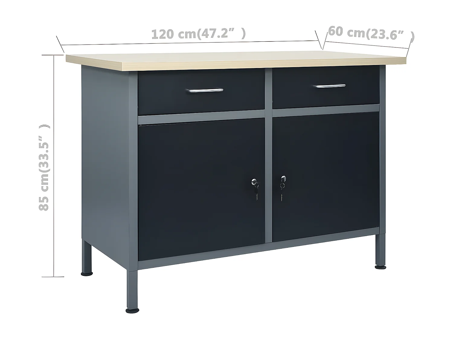 Prolenta Premium -  Banco da Lavoro Nero 120x60x85 cm in Acciaio