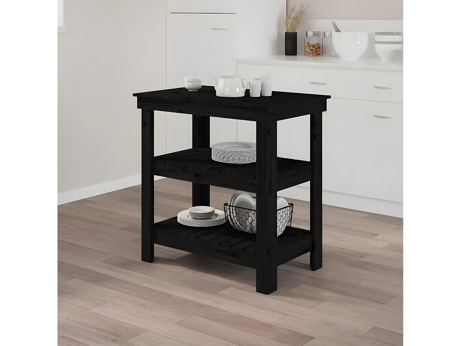 Prolenta Premium -  Banc de travail Noir 78,5x50x80 cm Bois de pin massif