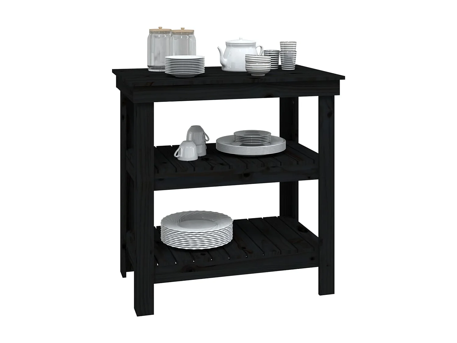 Prolenta Premium -  Banc de travail Noir 78,5x50x80 cm Bois de pin massif