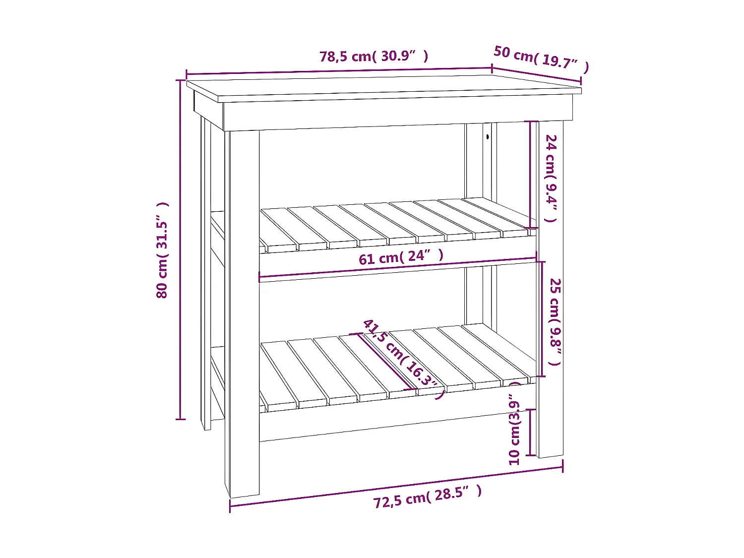 Prolenta Premium -  Banc de travail Noir 78,5x50x80 cm Bois de pin massif