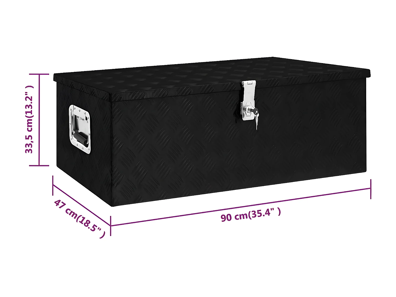 Prolenta Premium -  Boîte de rangement Noir 90x47x33,5 cm Aluminium