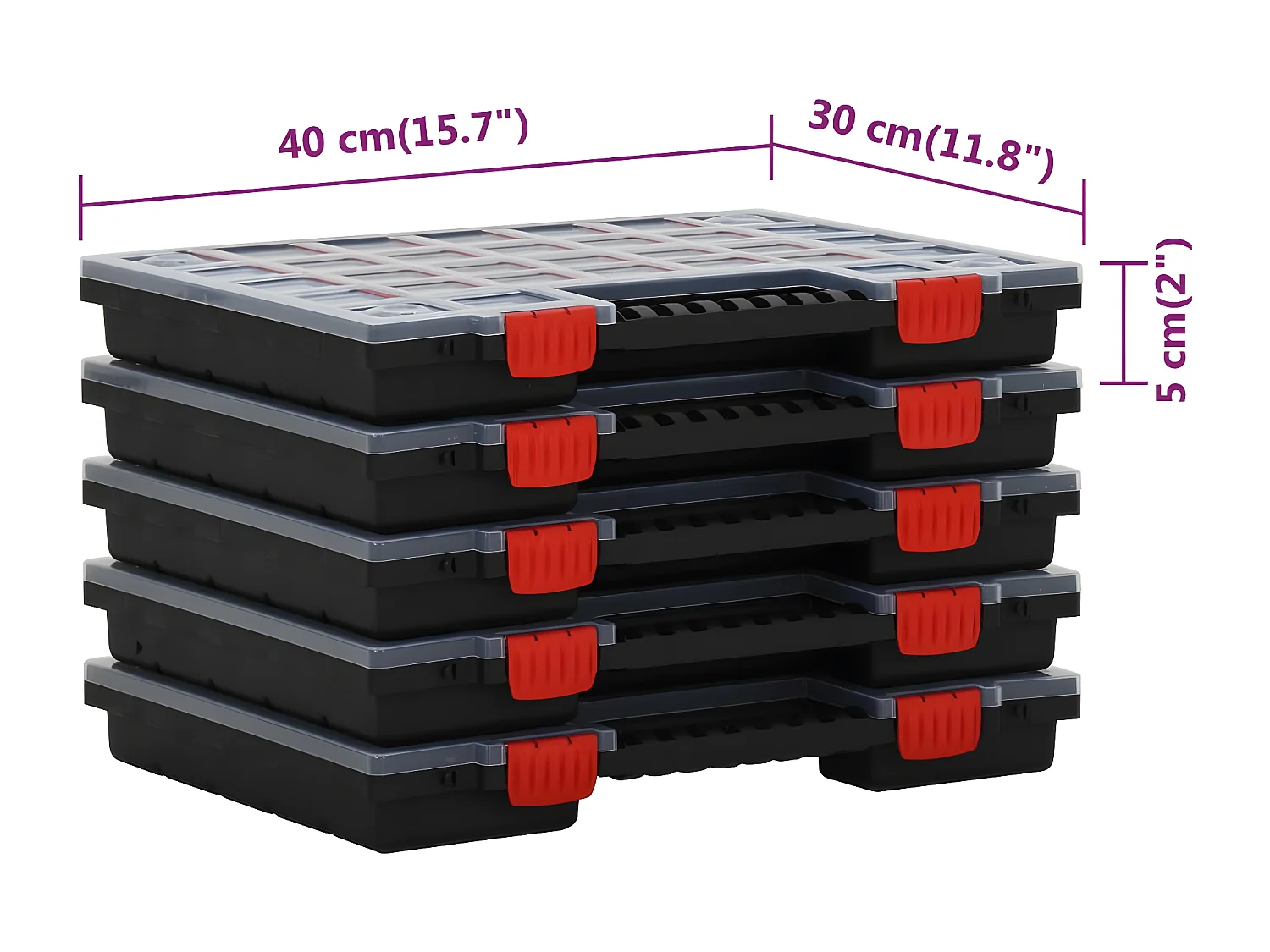 Maison Exclusive Cajas de accesorios 5 unidades polipropileno 40x30x5 cm