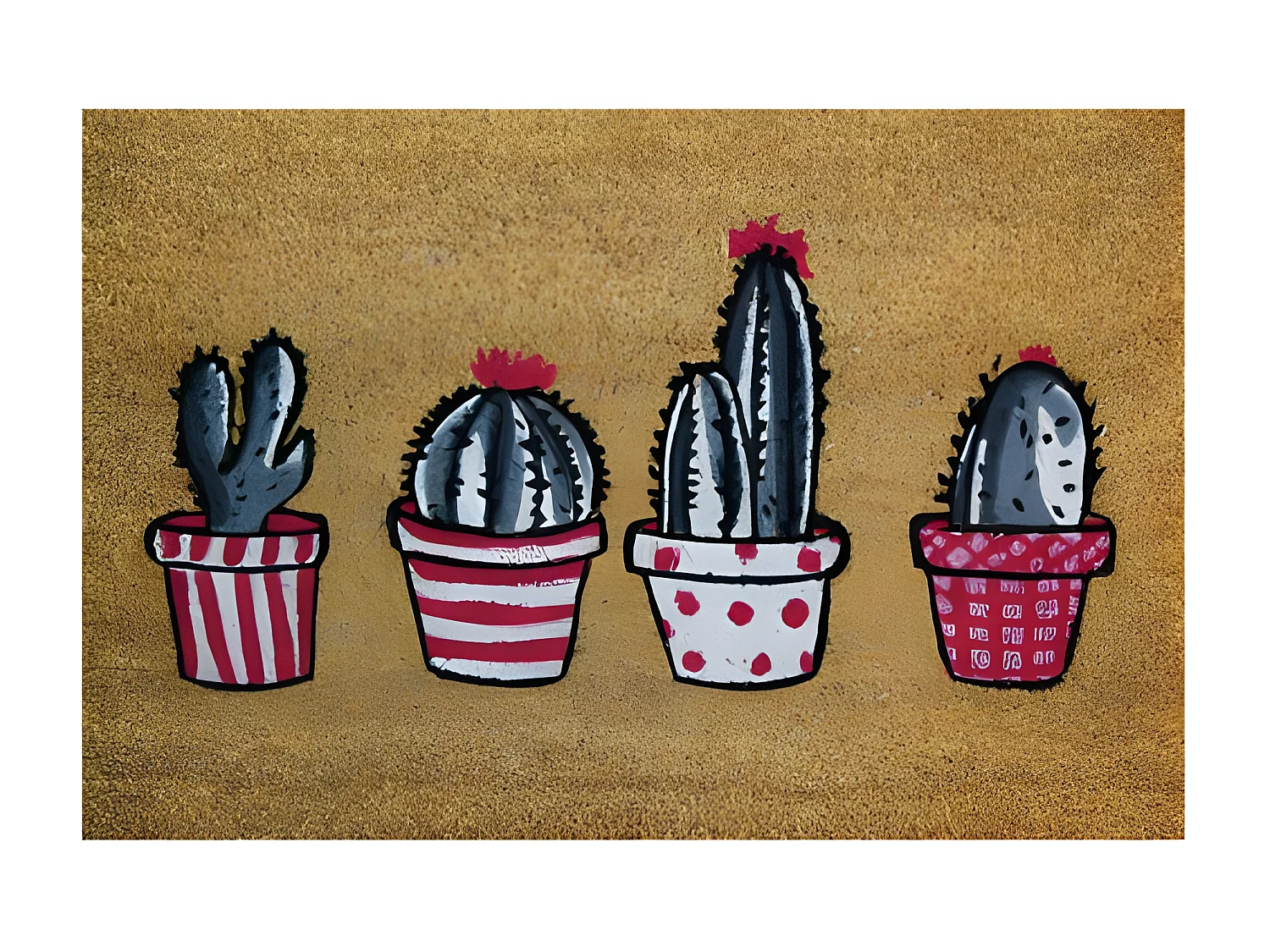 Natuurlijke Kokosvezelmat Cactus 40x60cm - Binnen/Buiten Overdekt