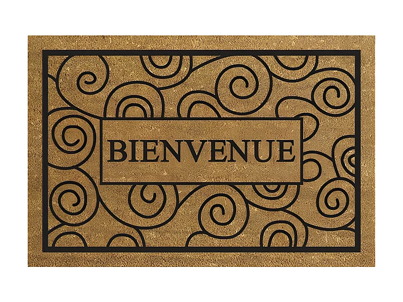 Tapis Coco Bienvenue 40x60cm Idmat - Fibres Naturelles Grattantes pour Intérieur/Extérieur Abrité