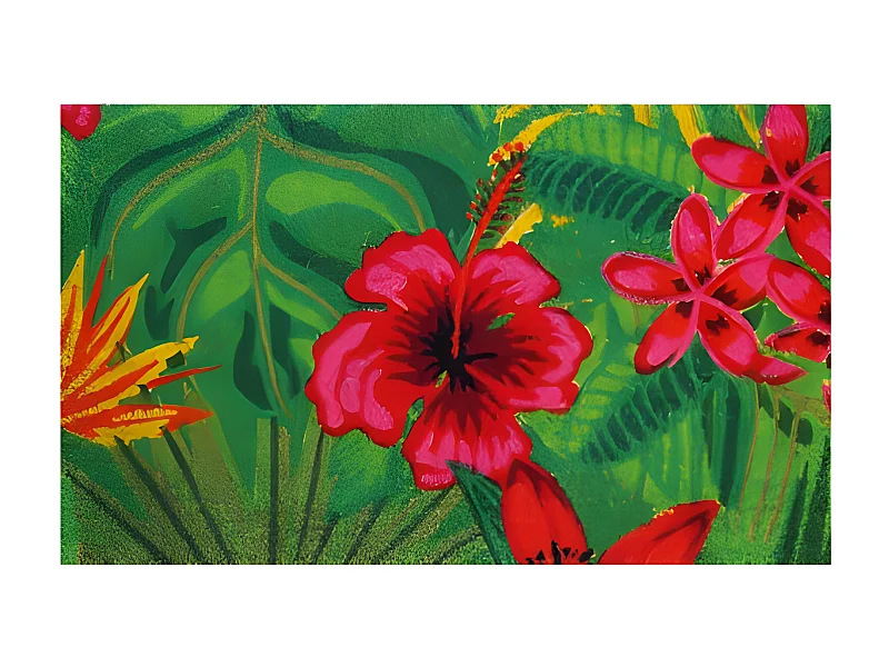 Tapis coco naturel Hibiscus 45x75cm pour intérieur/extérieur abrité