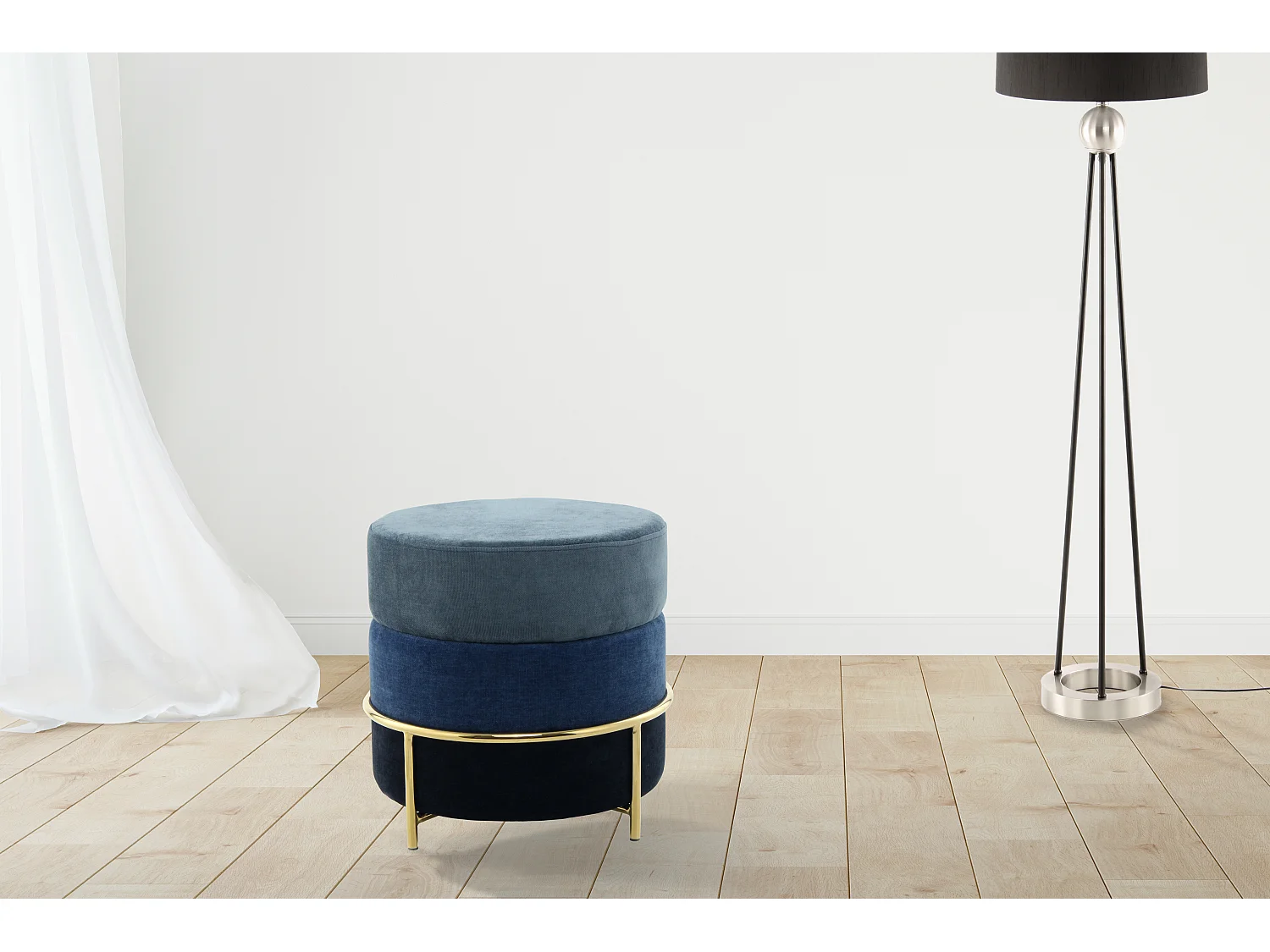 Tabouret - Emily Corduroy - Melange Blue et Or