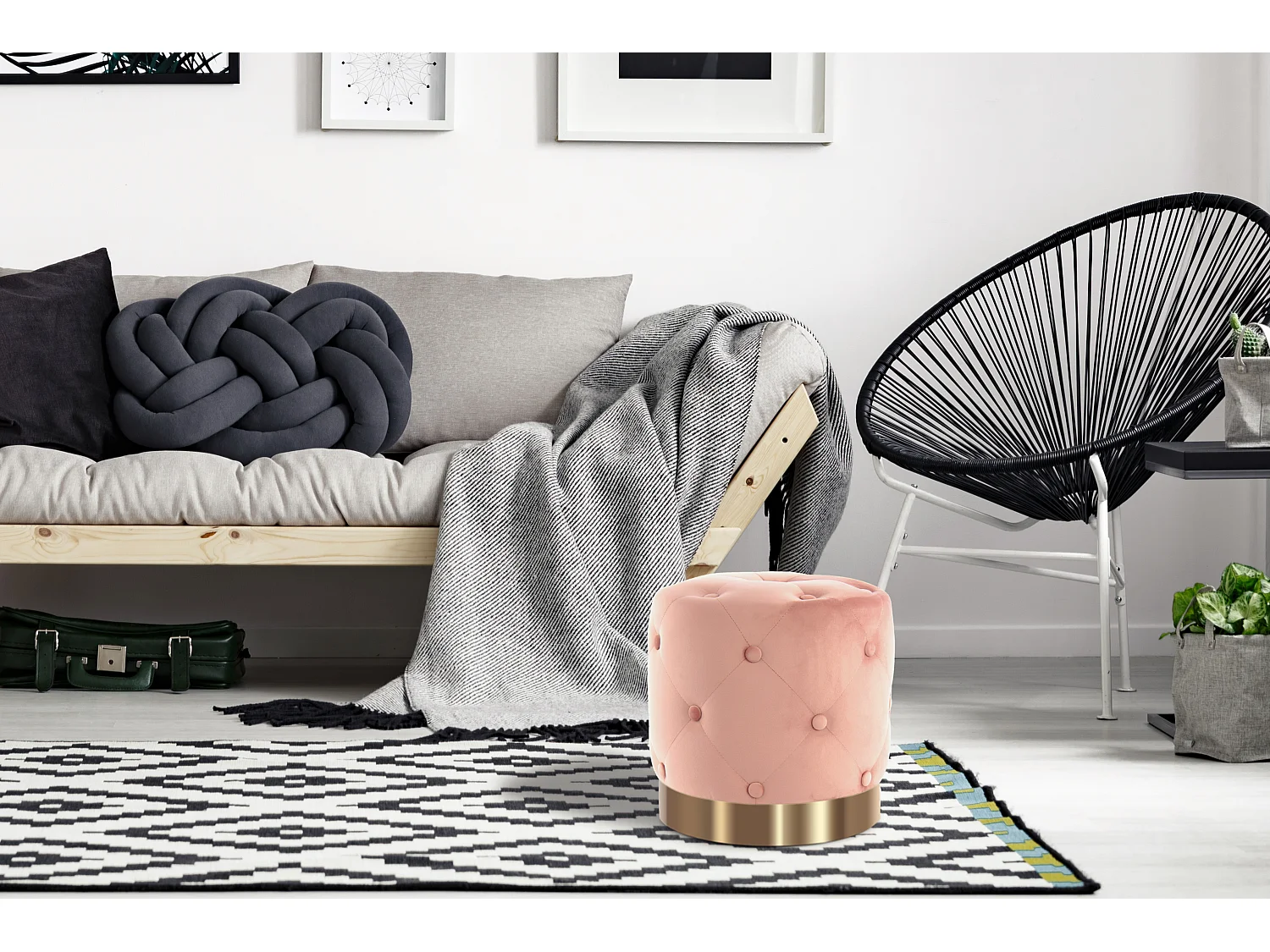 Hocker - Kruk - Voetenbank - Yasmin Rond - Roze