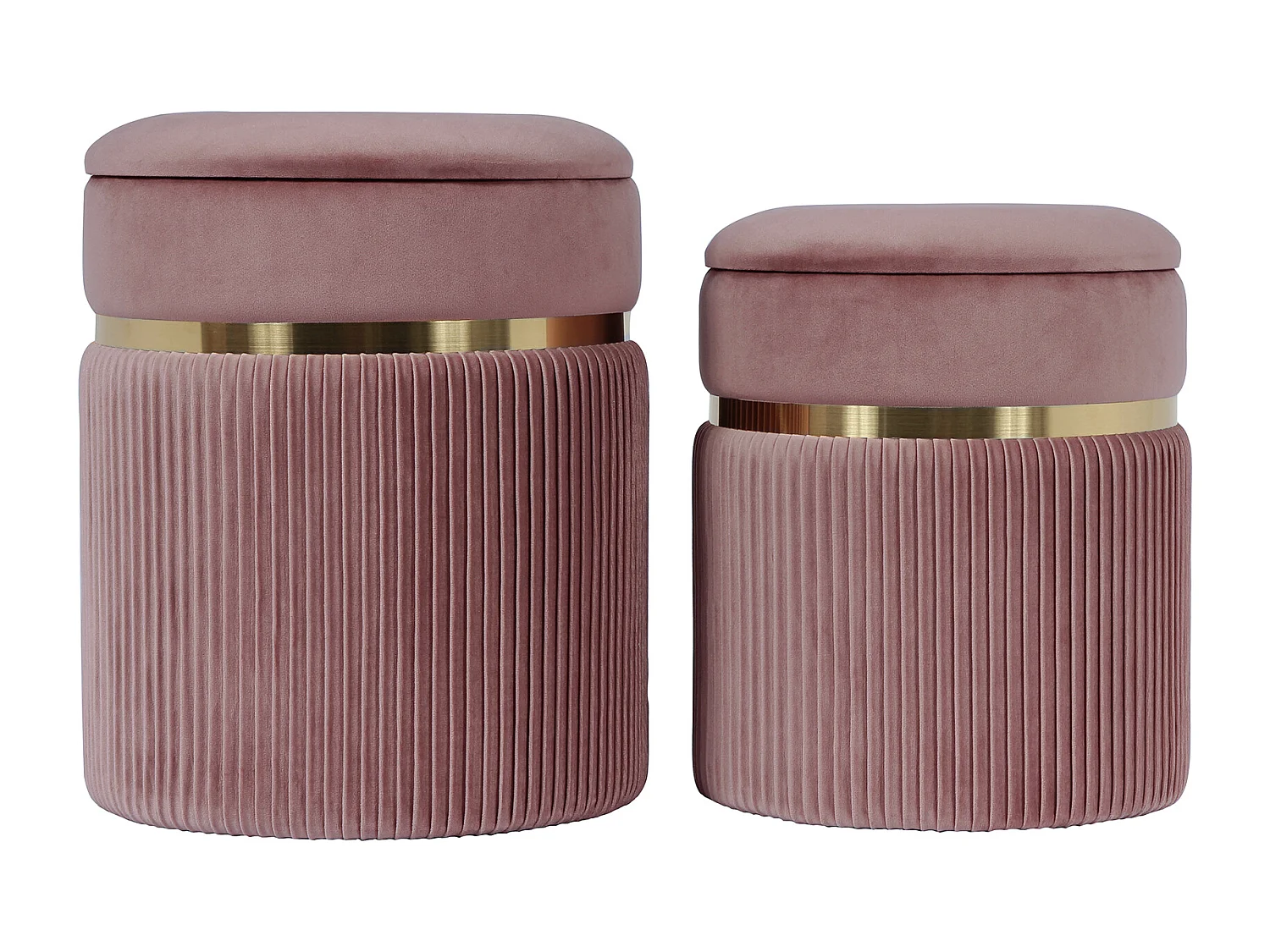 Hocker - Kruk - Voetenbank - Gisele - set 2 stuks - Roze en Goud