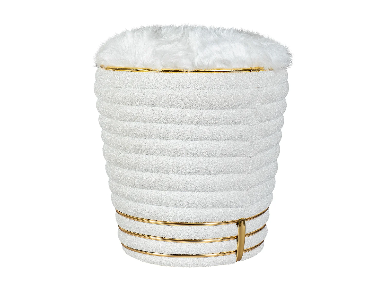 Hocker - Kruk - Voetenbank - Isabella fluffy - Wit