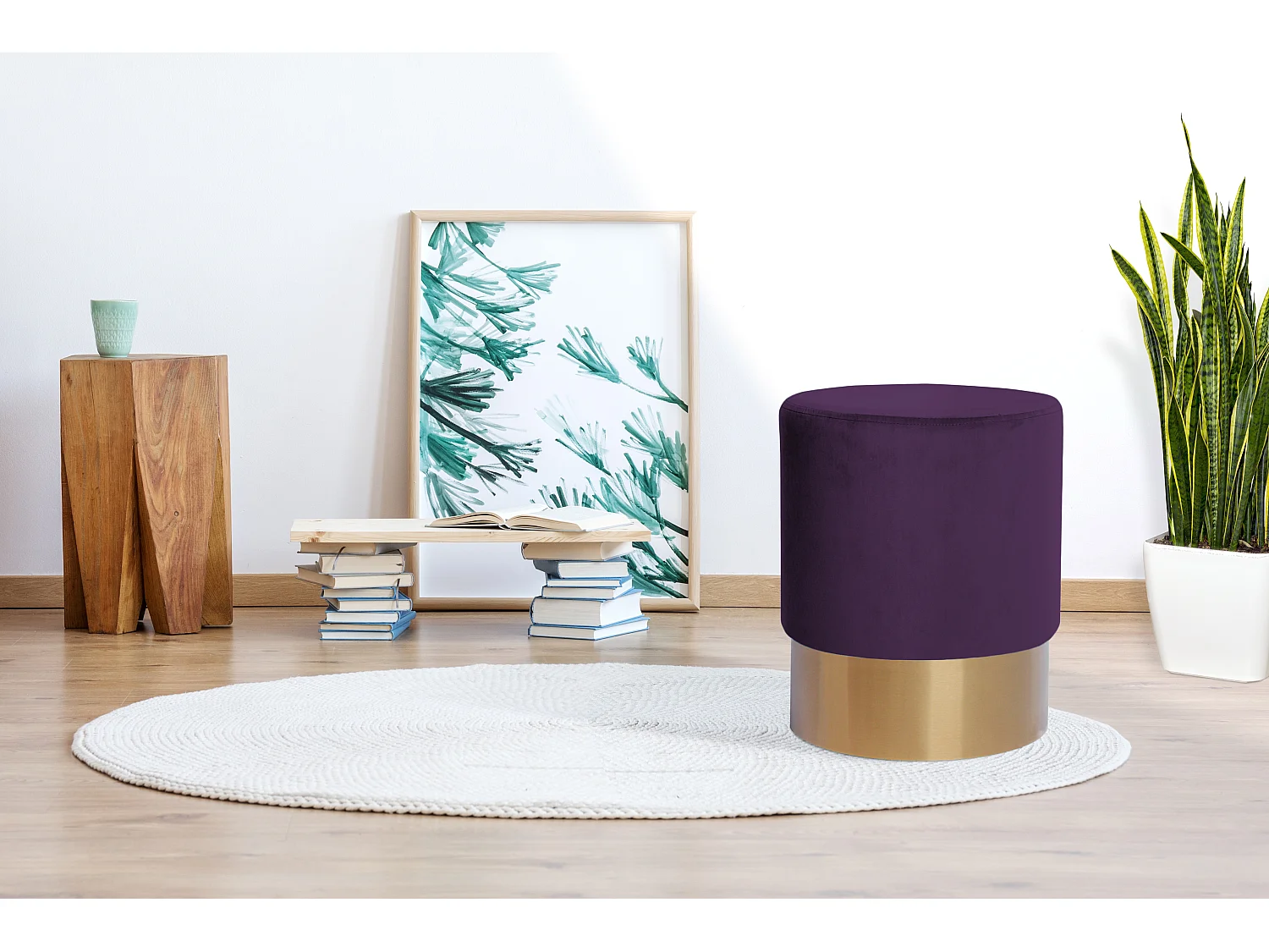 Hocker - Kruk - Voetenbank - Maxime - Violet en Goud