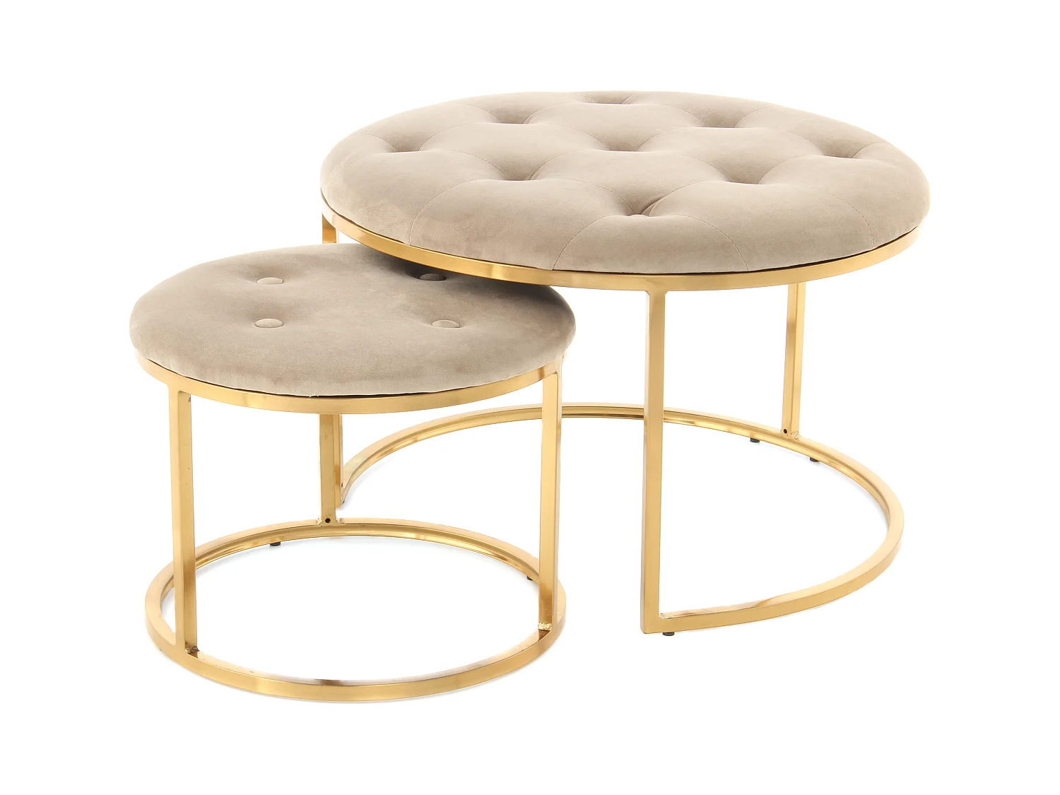 Tabouret - ensemble 2 pieces - Taupe et Or