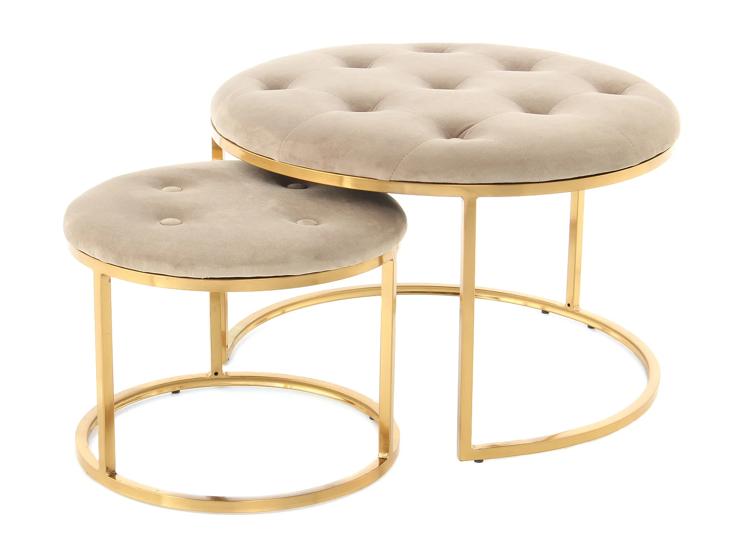 Tabouret - ensemble 2 pieces - Taupe et Or