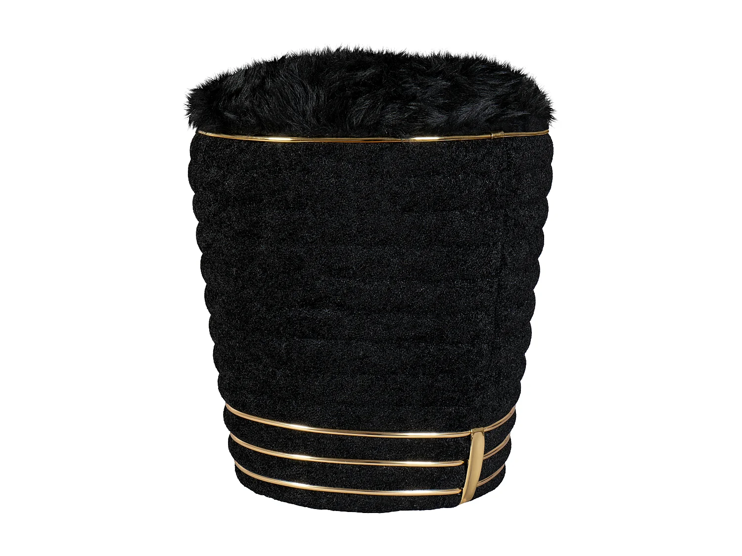 Hocker - Kruk - Voetenbank - Isabella fluffy - Zwart