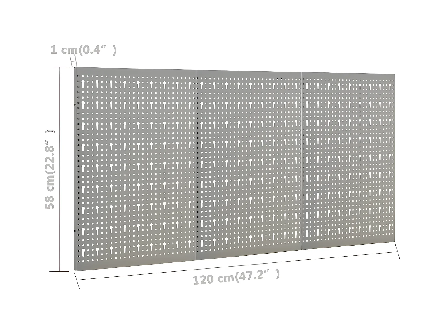 Maison Exclusive Tableros de clavijas para pared 3 unidades acero 40x58 cm