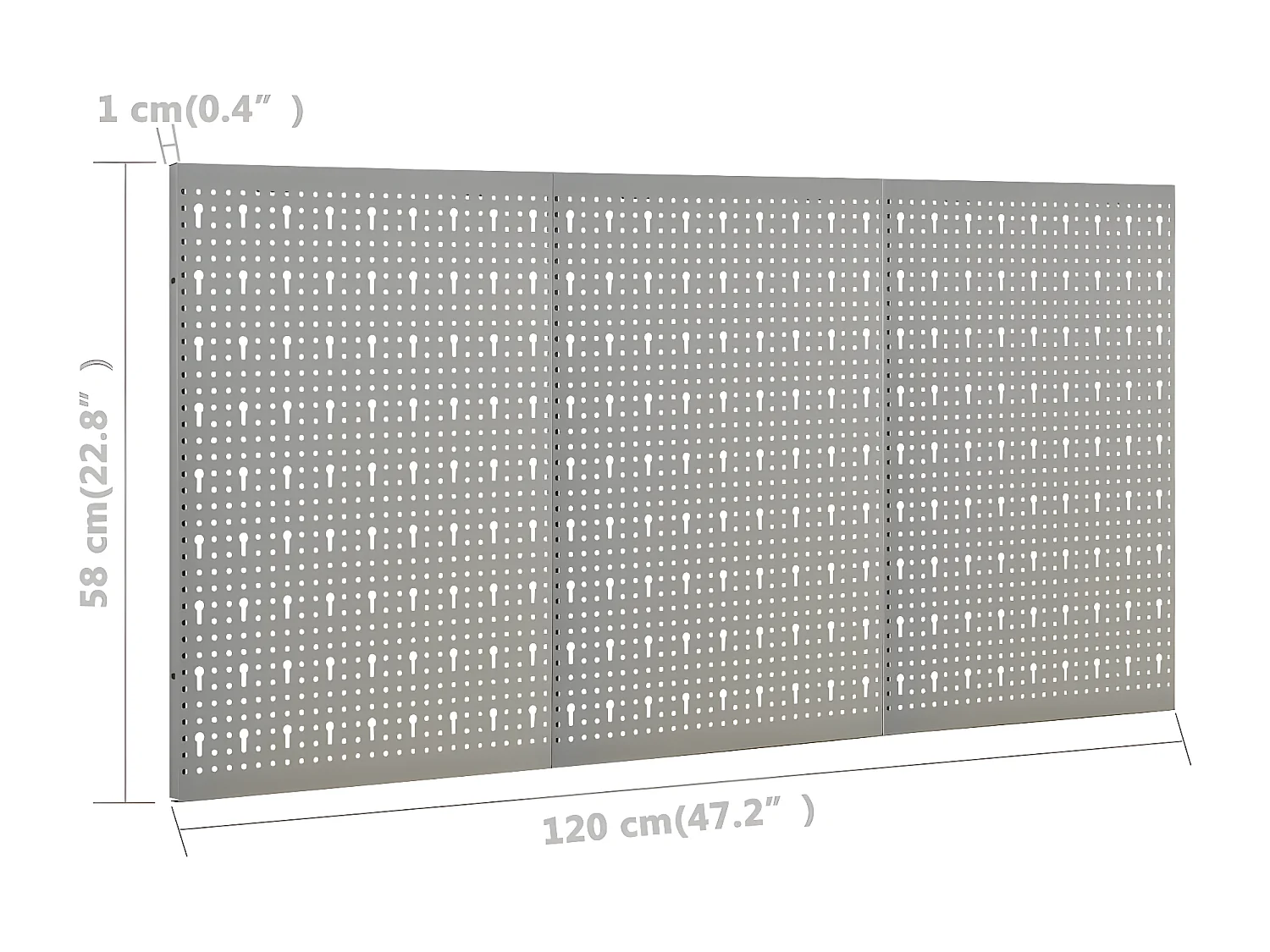 Prolenta Premium -  Panneaux à chevilles muraux 3 pcs 40x58 cm Acier