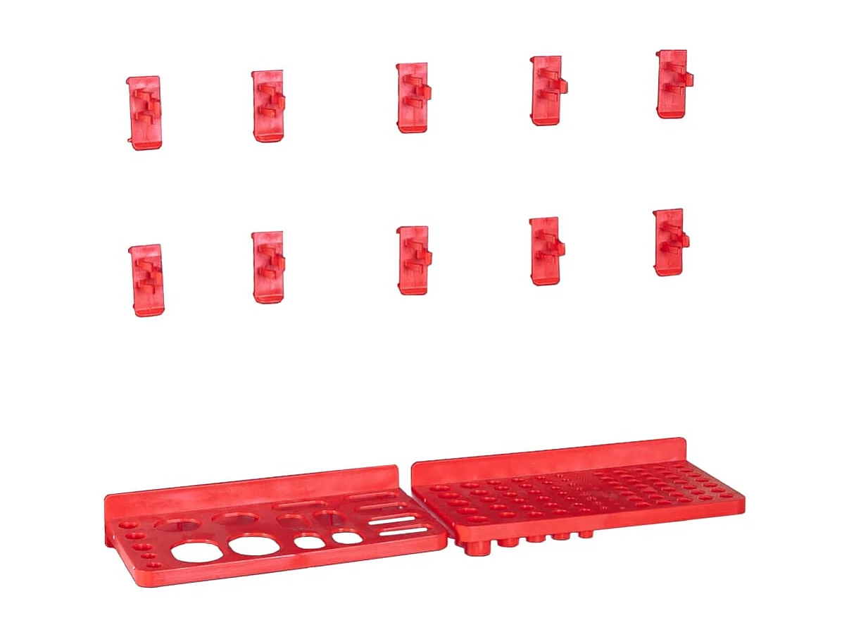 Garden Furniture -  Kit de bacs de stockage et panneaux muraux 141pcs rouge et noir