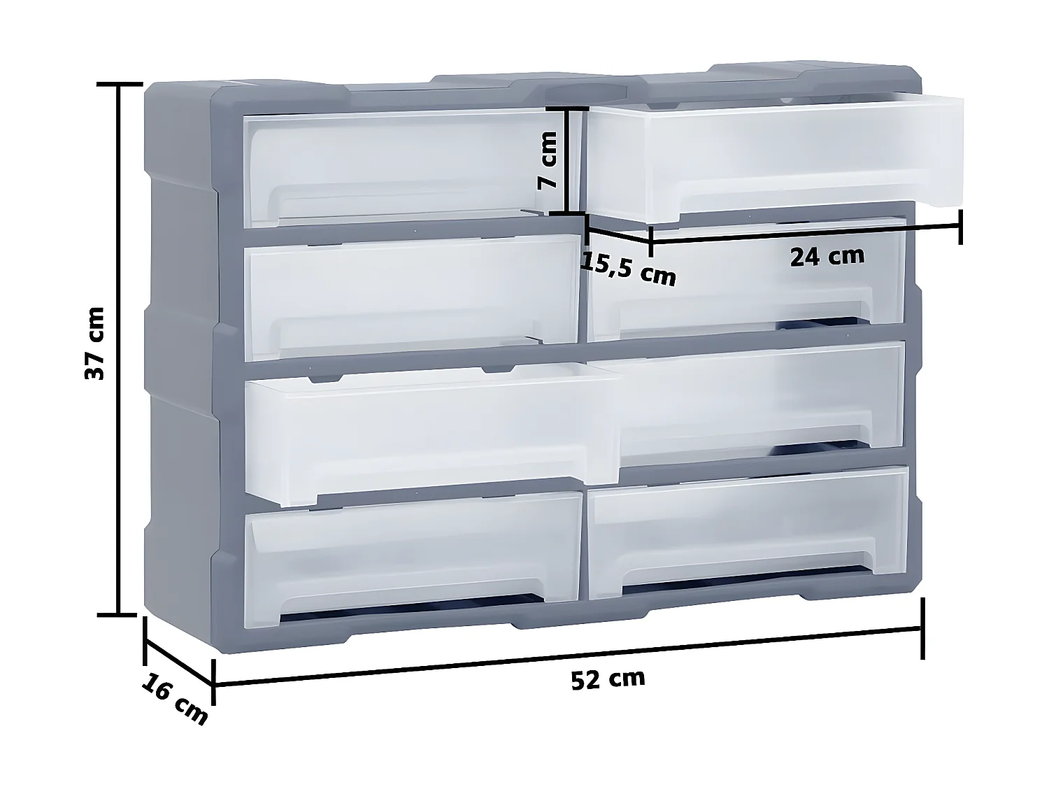 Maison Exclusive Organizador multicajones con 8 cajones grandes 52x16x37 cm