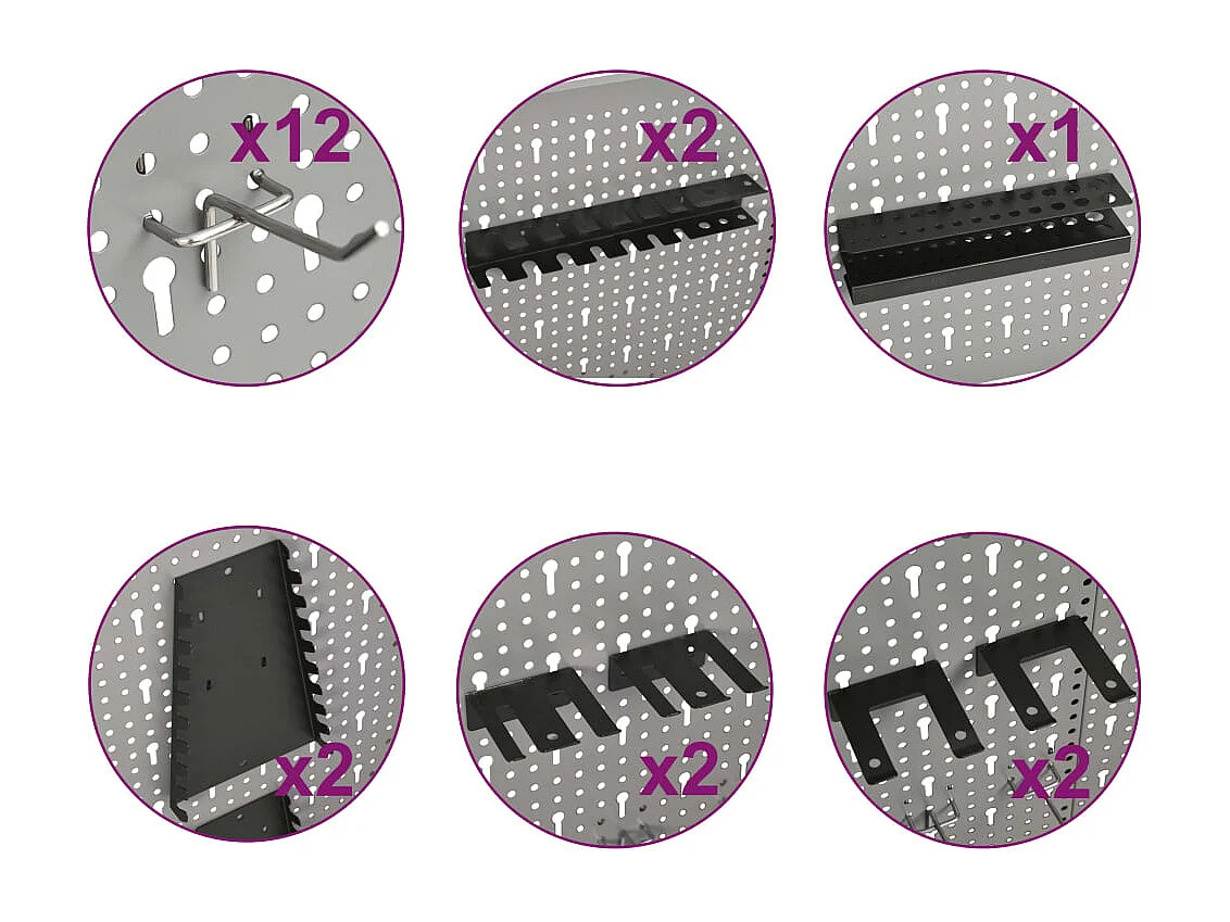 Prolenta Premium -  Panneaux perforés muraux 4 pcs 40x58 cm Acier