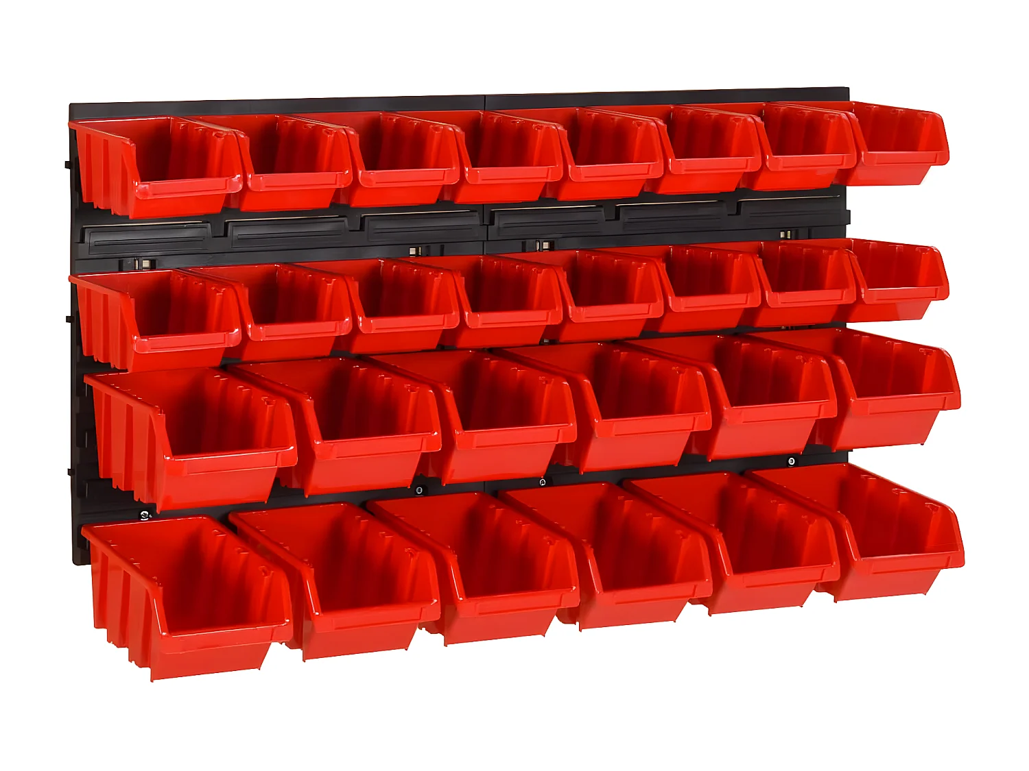 Prolenta Premium - 30-tlg Stapelboxen-Wandregal Rot & Schwarz 77x39cm Polypropylen