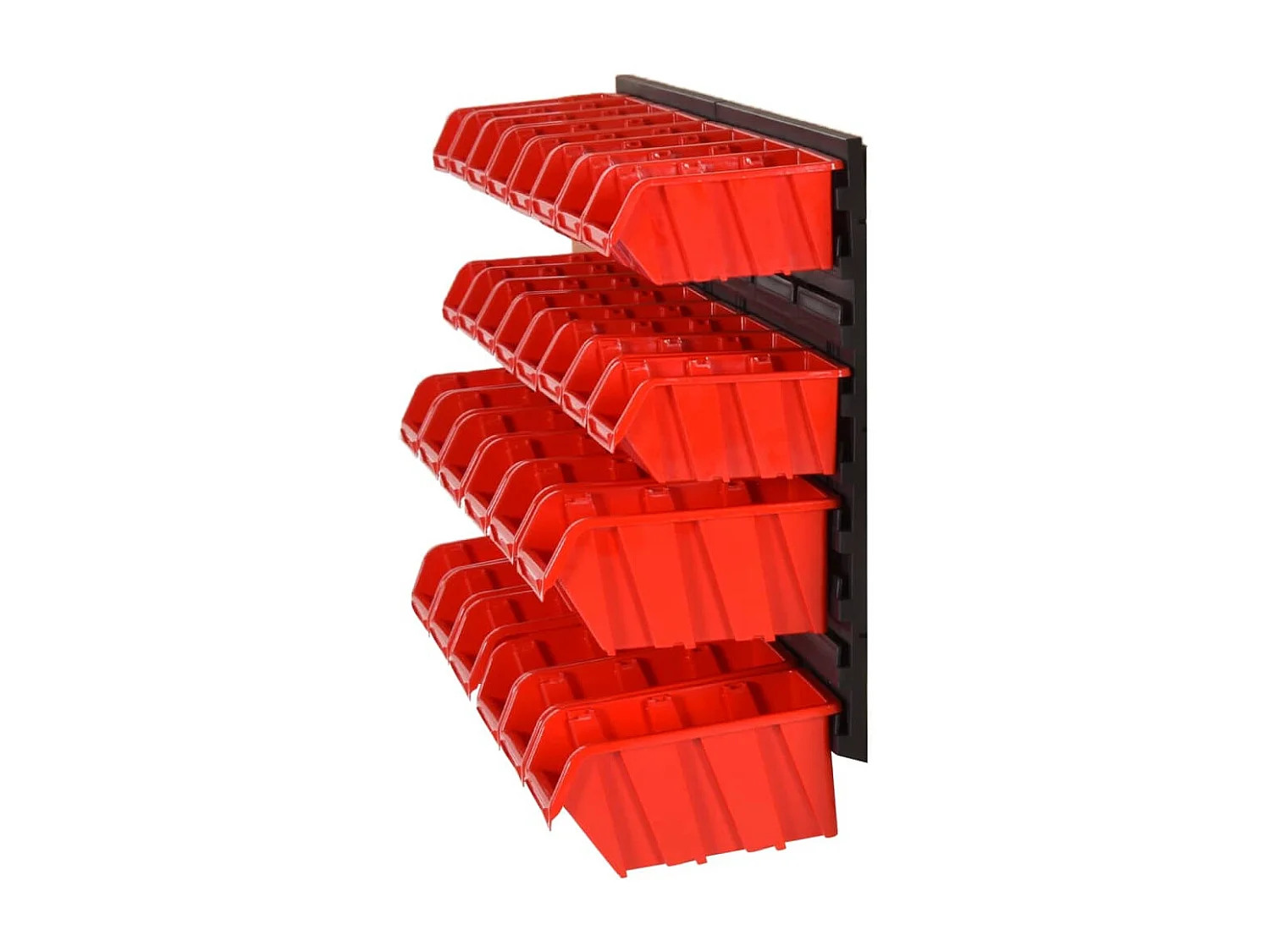Prolenta Premium - 30-tlg Stapelboxen-Wandregal Rot & Schwarz 77x39cm Polypropylen