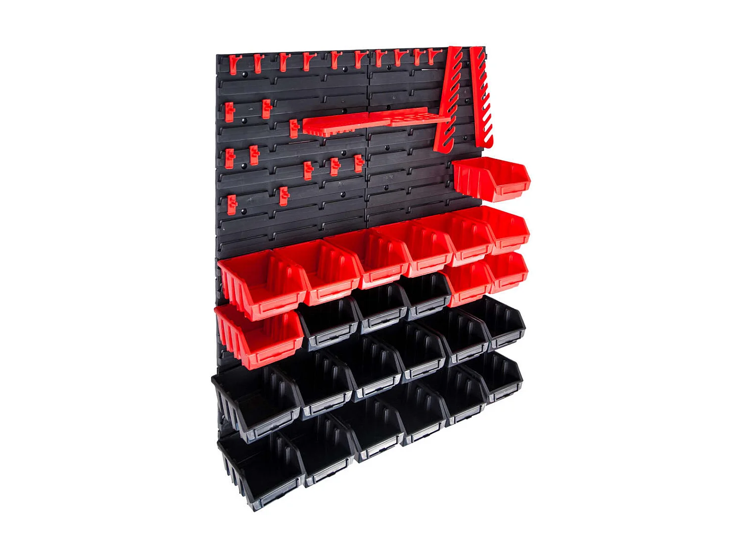 Trinda  Kit de bacs de stockage et panneaux muraux 29 pcs rouge et noir