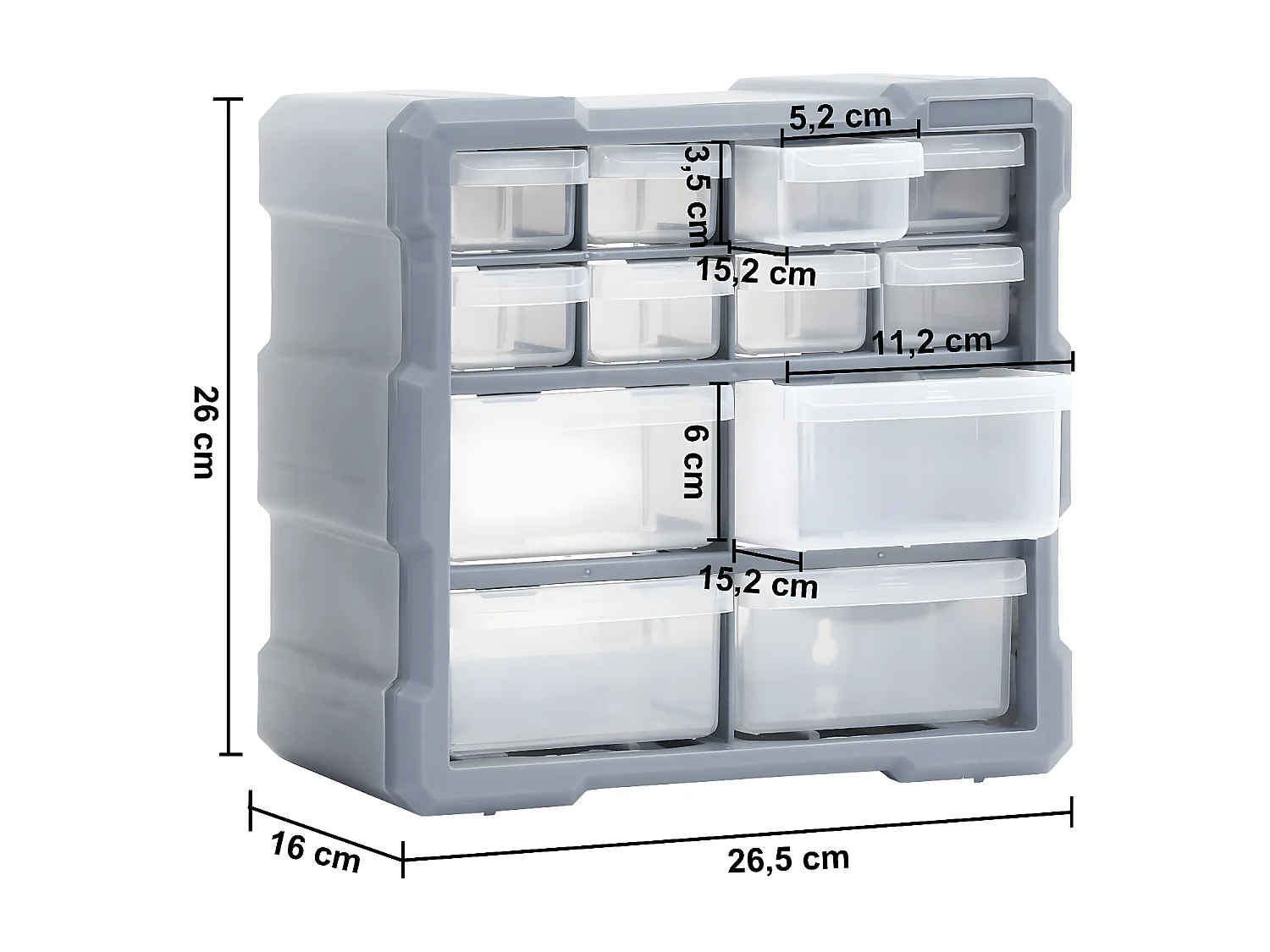Prolenta Premium -  Organizadores multicajones con 12 cajones 2 uds 26,5x16x26 cm