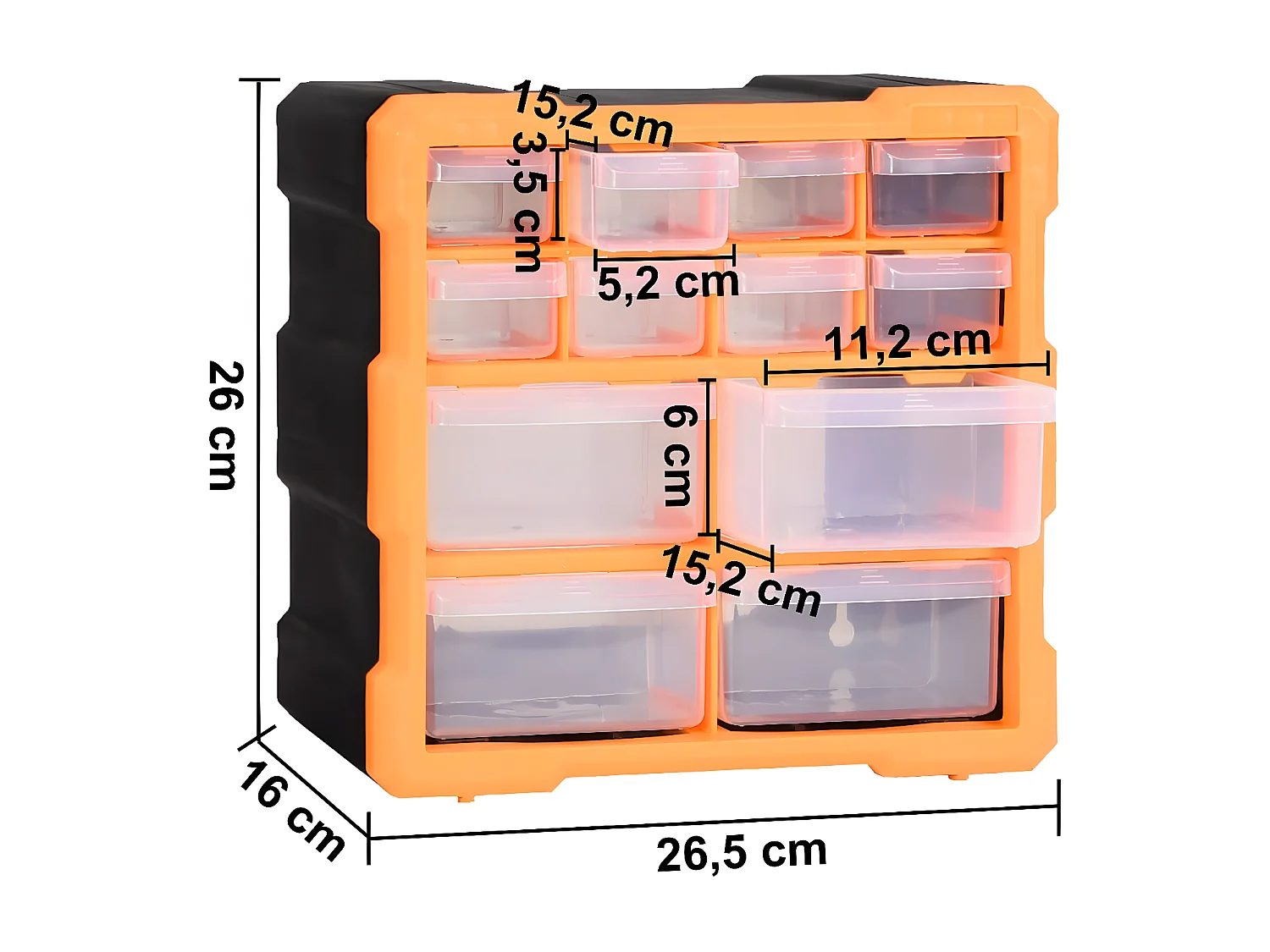 Prolenta Premium -  Organisateurs multi-tiroirs avec 12 tiroirs 2 pcs 26,5x16x26 cm
