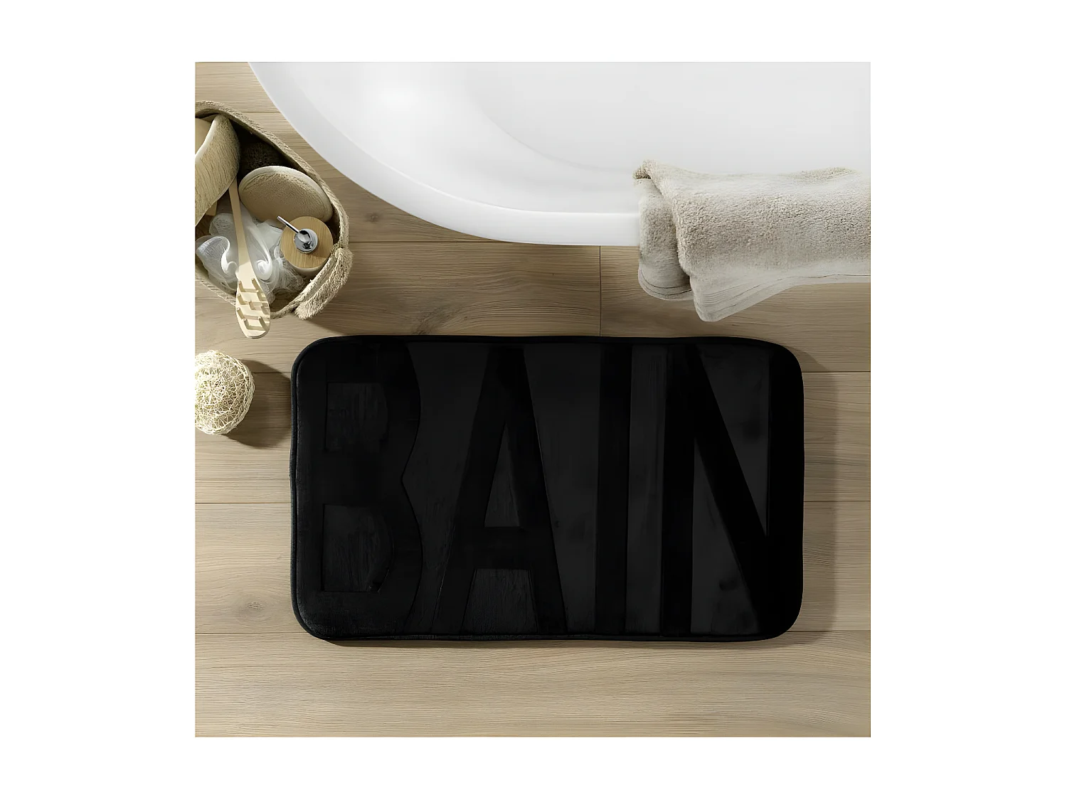 Tapis de Bain Microfibre "Relief" 45x75cm Noir