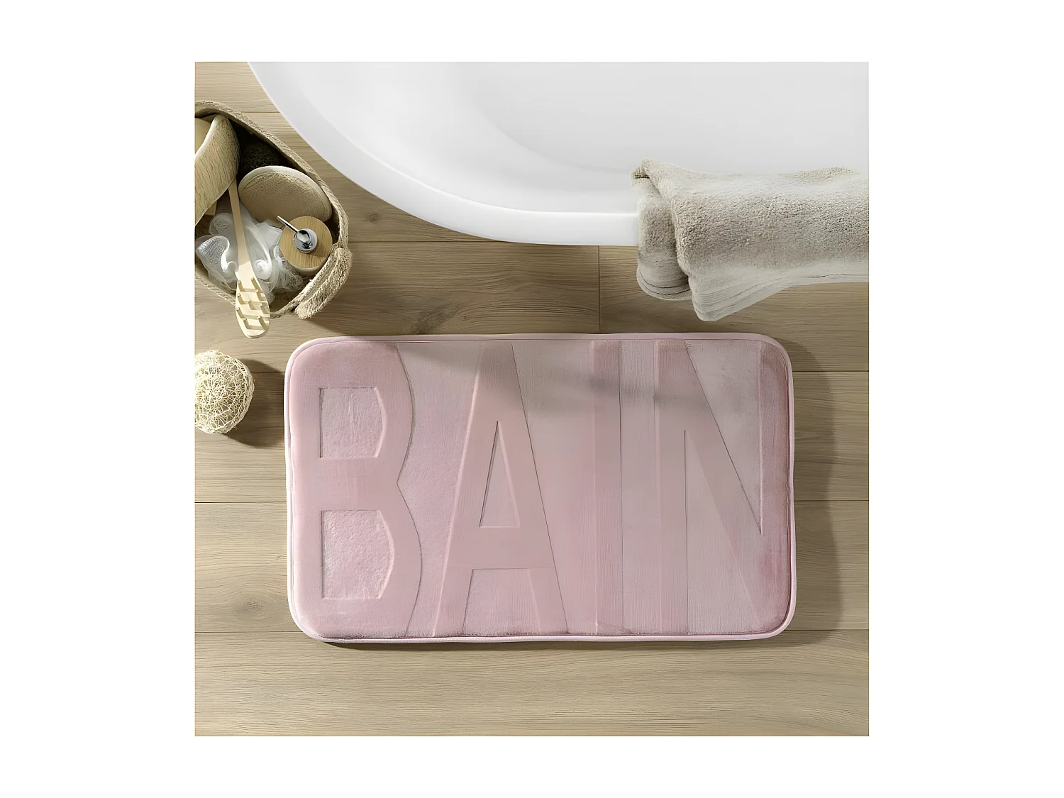 Tapis de Bain Microfibre "Relief" 45x75cm Rose