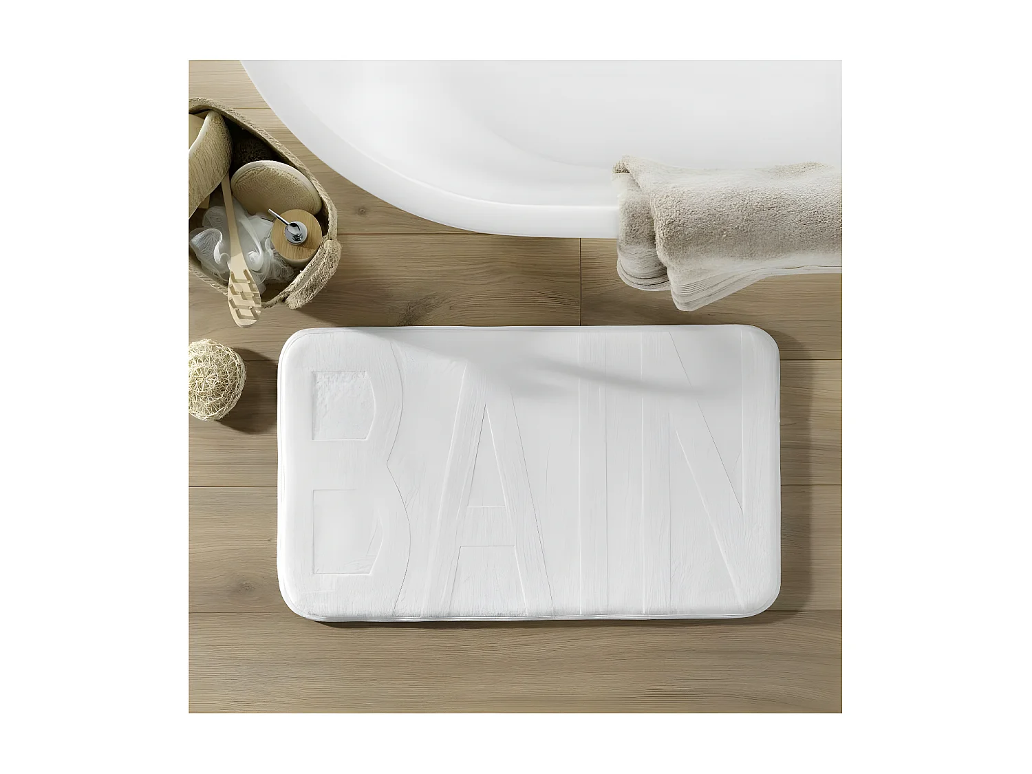 Tapis de Bain Microfibre "Relief" 45x75cm Blanc