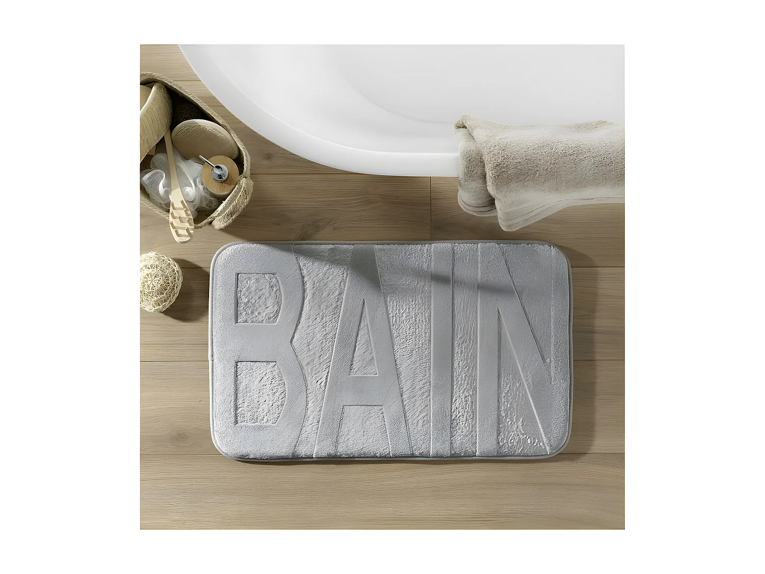 Tapis de Bain Microfibre "Relief" 45x75cm Gris Clair