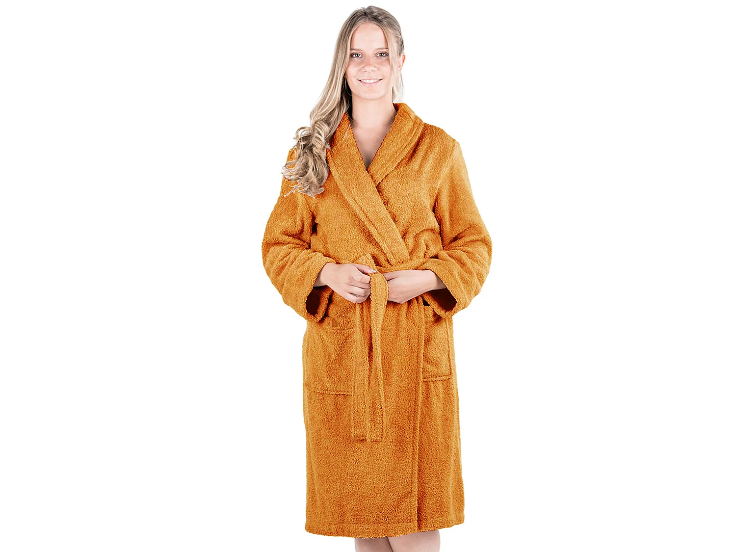 Peignoir col châle ROYAL CRESENT éponge coton taille XL jaune miel