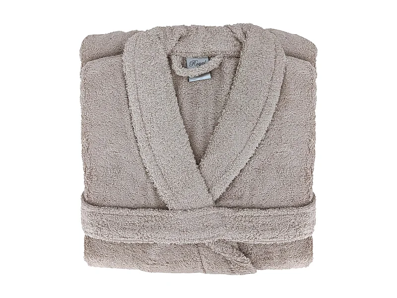 Peignoir col châle ROYAL CRESENT éponge coton taille XL marron gris craie