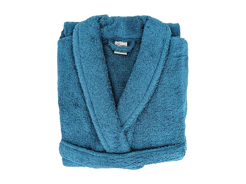 Peignoir col châle ROYAL CRESENT éponge coton taille L bleu céleste