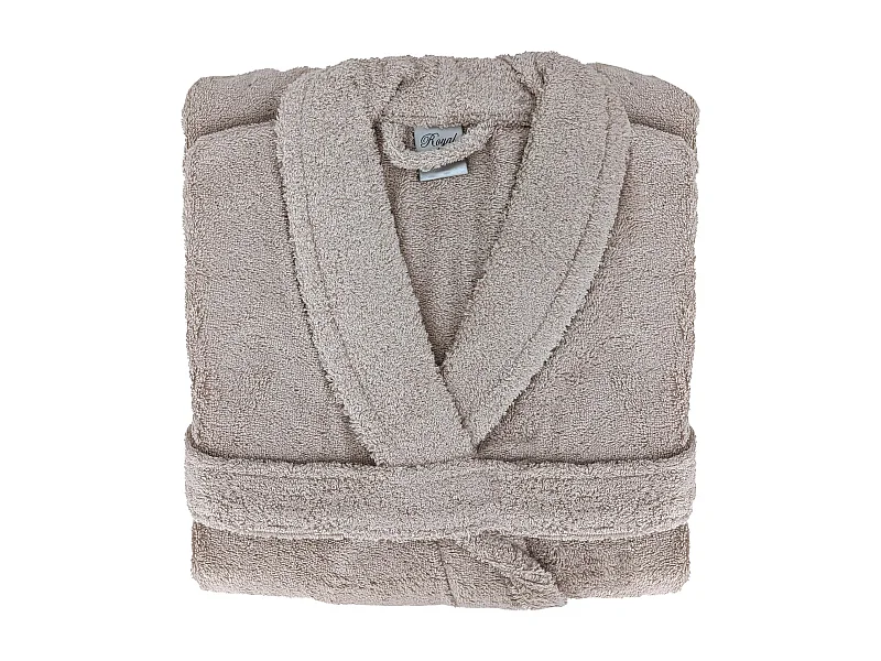 Peignoir col châle ROYAL CRESENT éponge coton taille M marron gris craie
