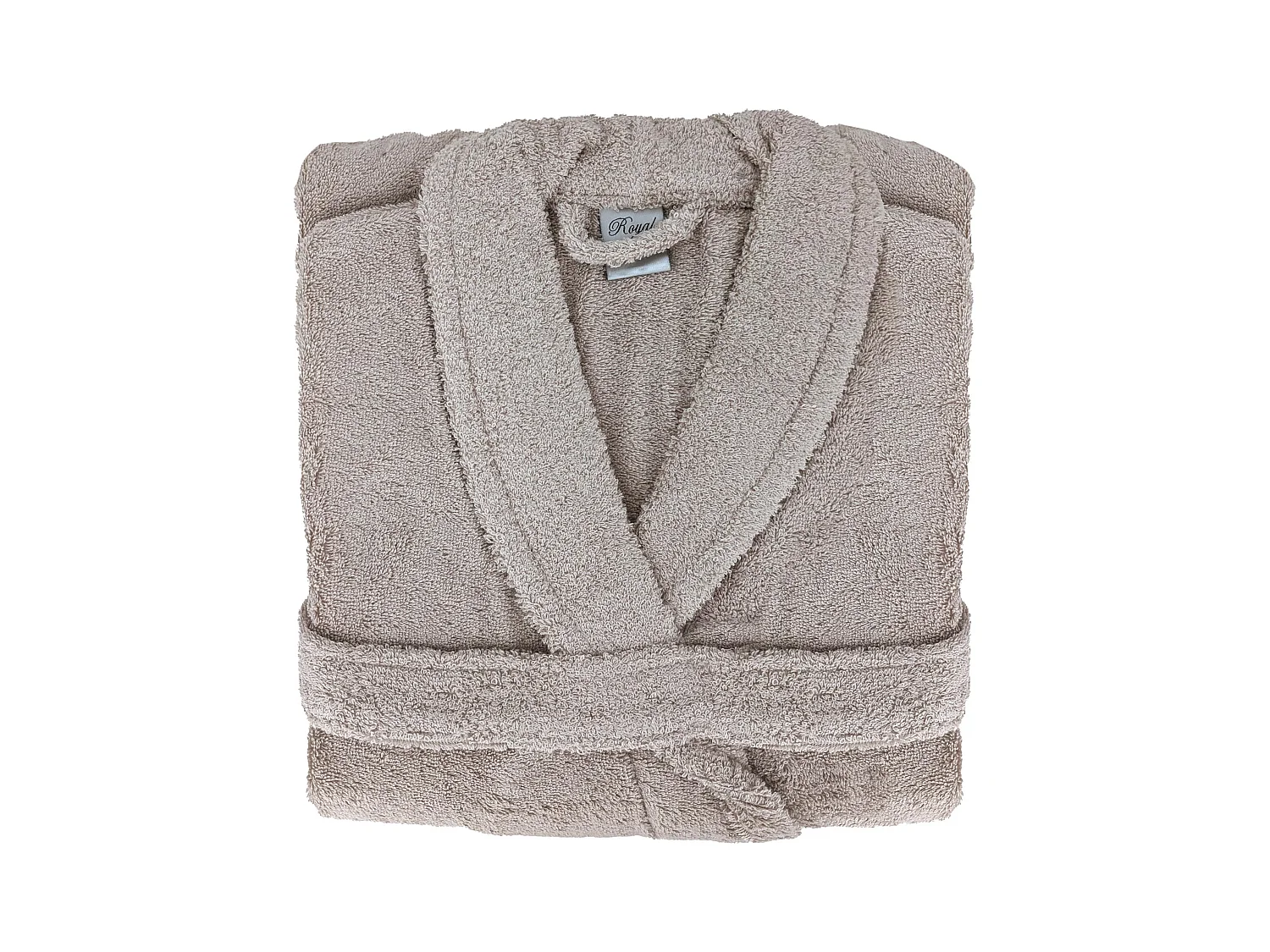 Peignoir col châle ROYAL CRESENT éponge coton taille M marron gris craie
