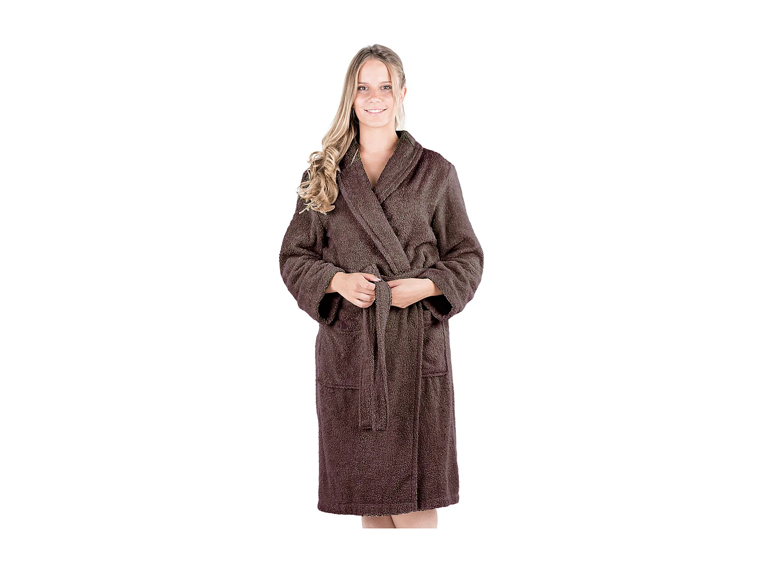 Peignoir col châle ROYAL CRESENT éponge coton taille XL marron taupe