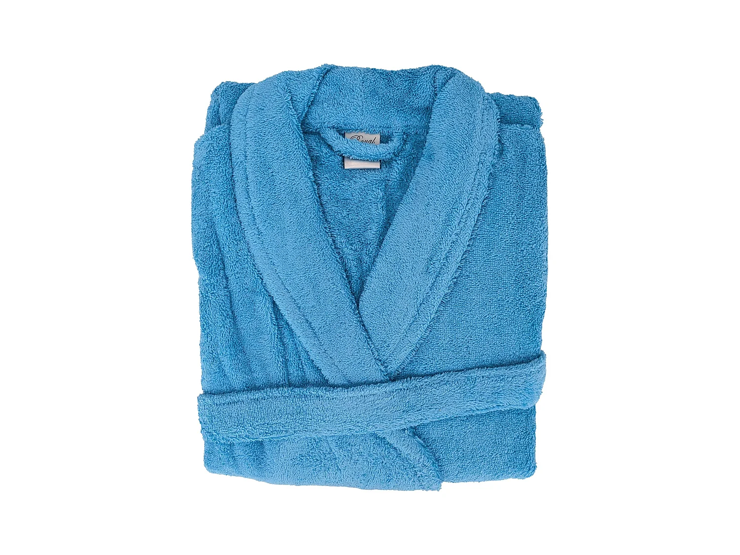 Peignoir col châle ROYAL CRESENT éponge coton taille M bleu ciel