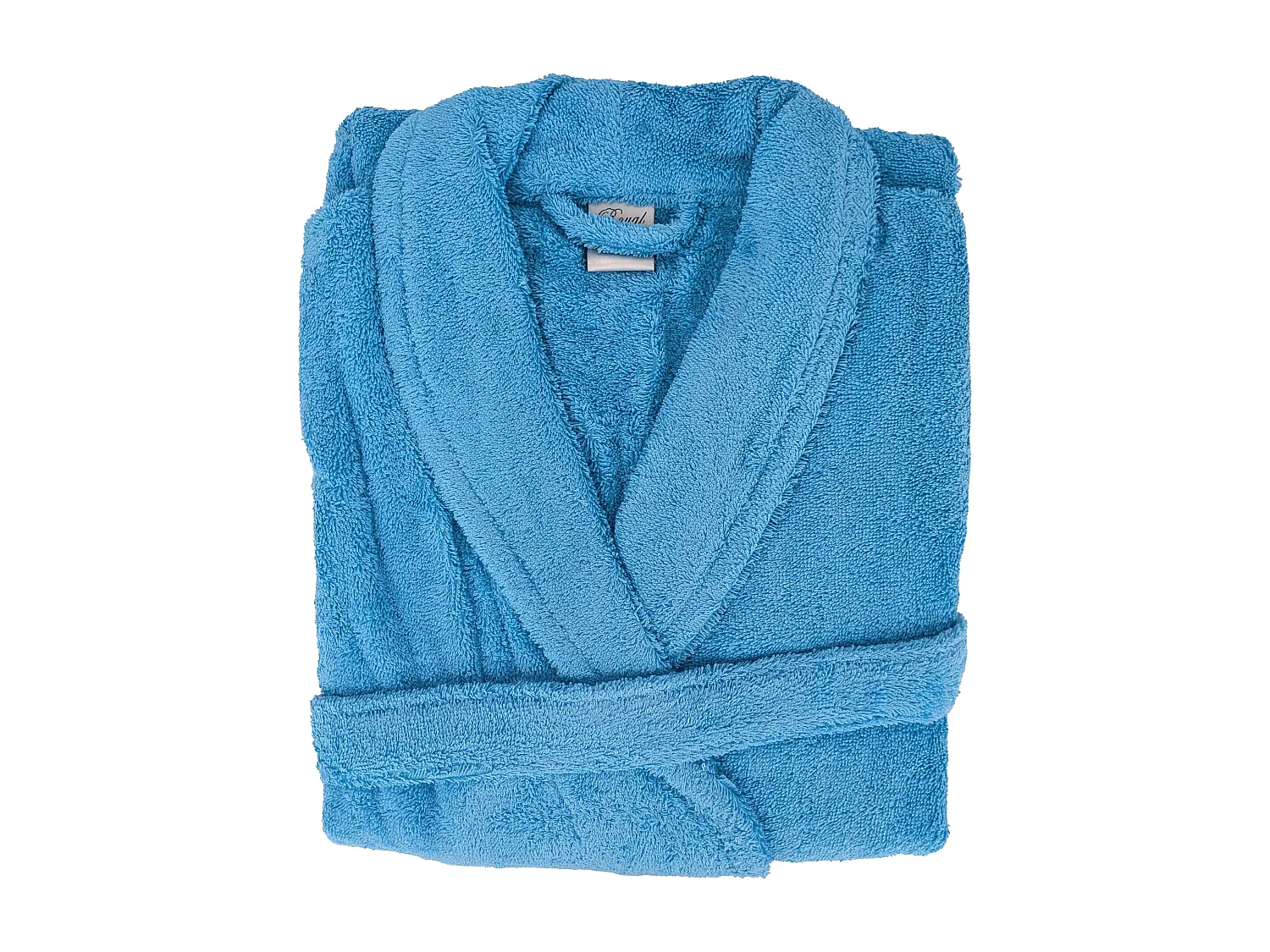 Peignoir col châle ROYAL CRESENT éponge coton taille M bleu ciel