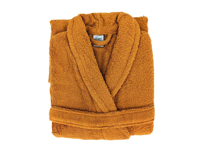 Peignoir col châle ROYAL CRESENT éponge coton taille L jaune miel