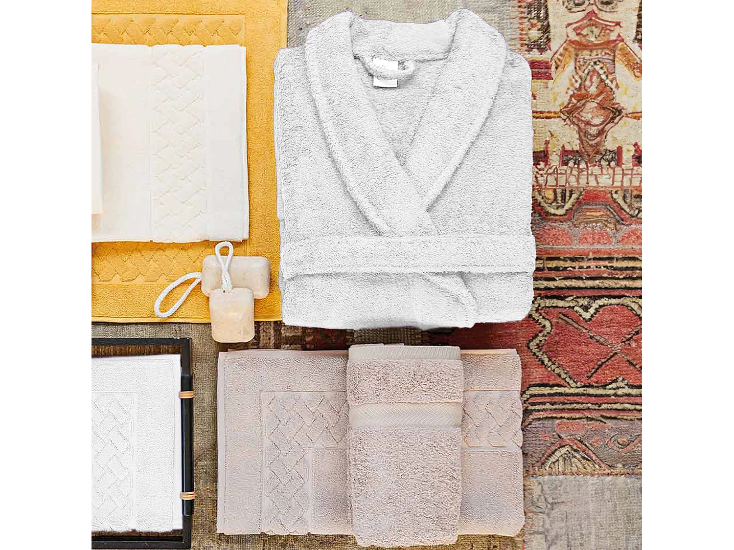 Peignoir col châle ROYAL CRESENT éponge coton taille XL blanc