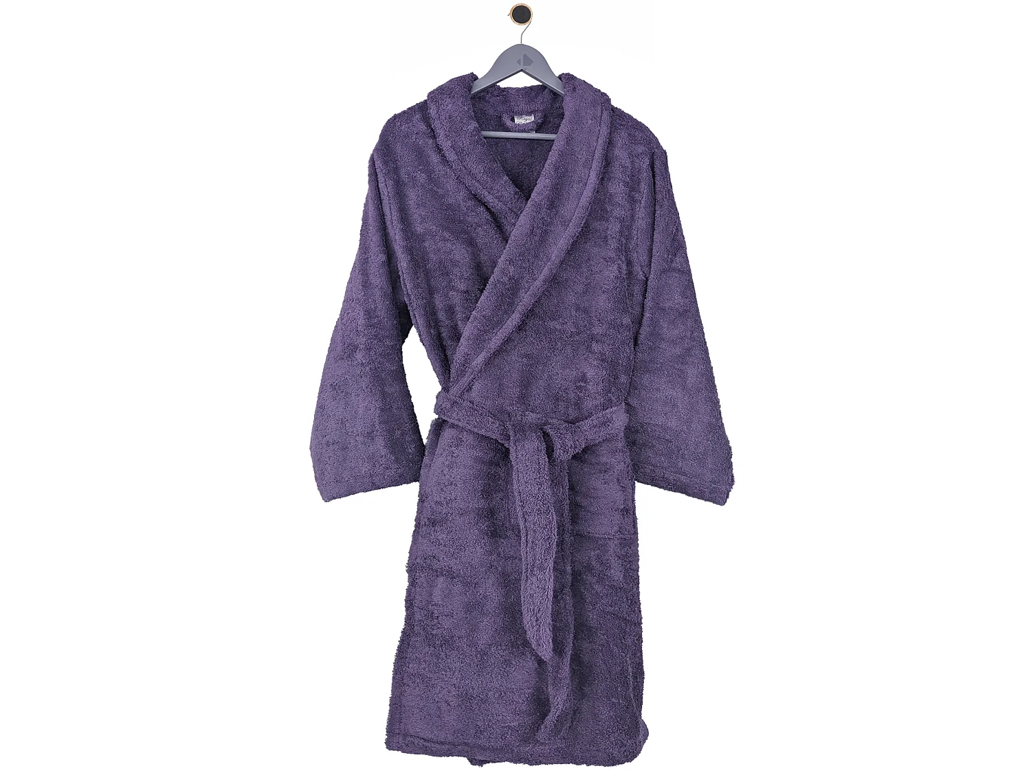 Peignoir col châle ROYAL CRESENT éponge coton taille L violet prune