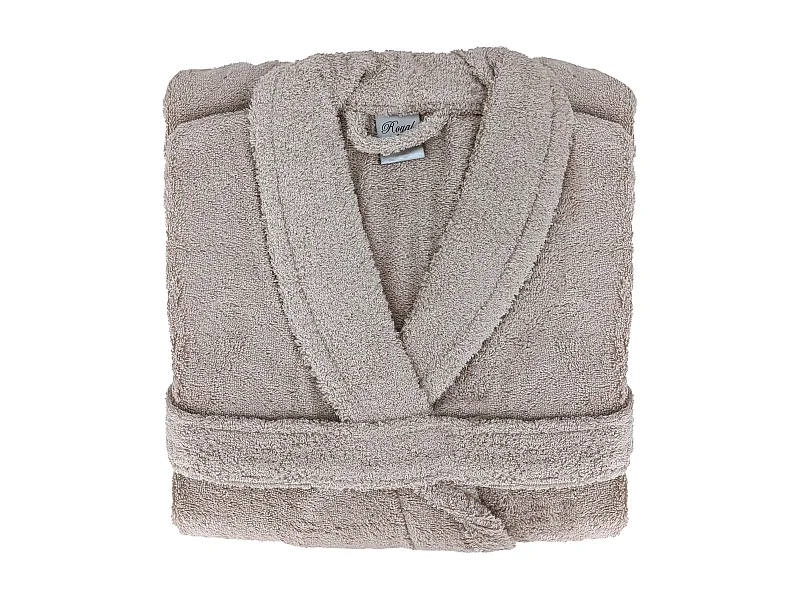 Peignoir col châle ROYAL CRESENT éponge coton taille L marron gris craie