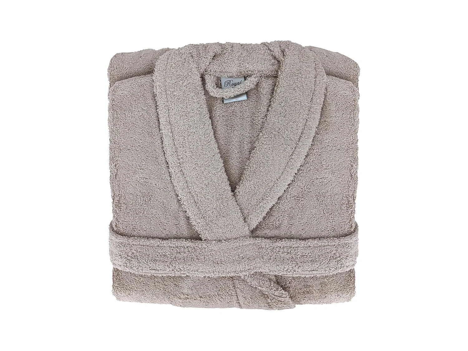 Peignoir col châle ROYAL CRESENT éponge coton taille L marron gris craie