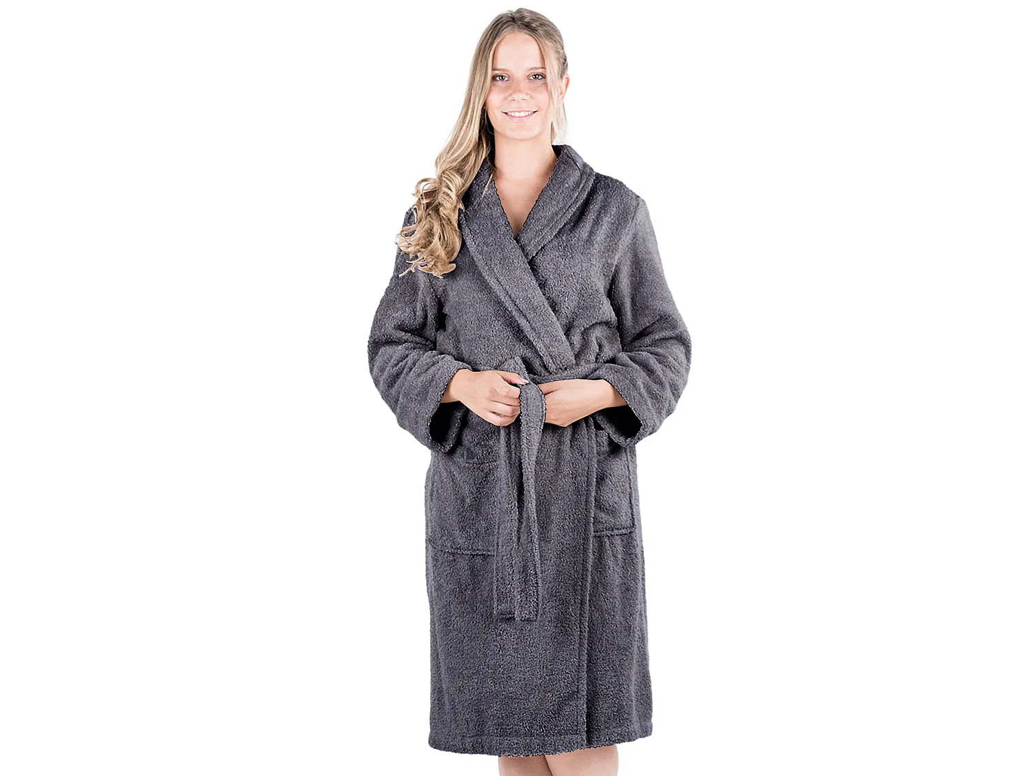 Peignoir col châle ROYAL CRESENT éponge coton taille XL gris acier