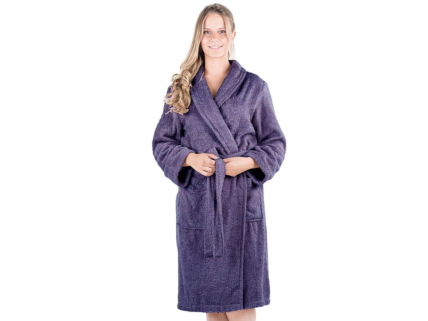 Peignoir col châle ROYAL CRESENT éponge coton taille M violet prune
