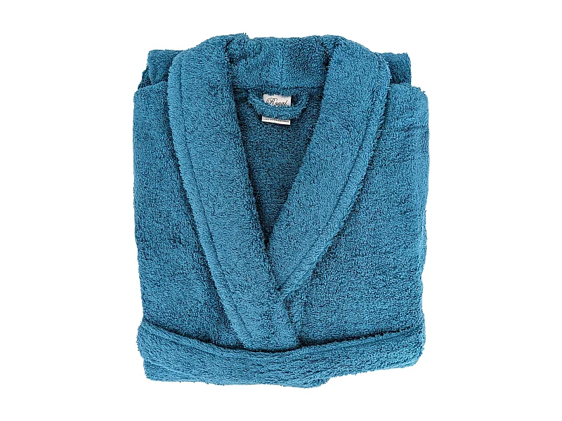 Peignoir col châle ROYAL CRESENT éponge coton taille M bleu céleste